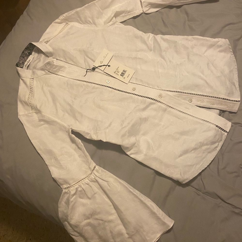 robert graham - white - bell sleeve top - XS